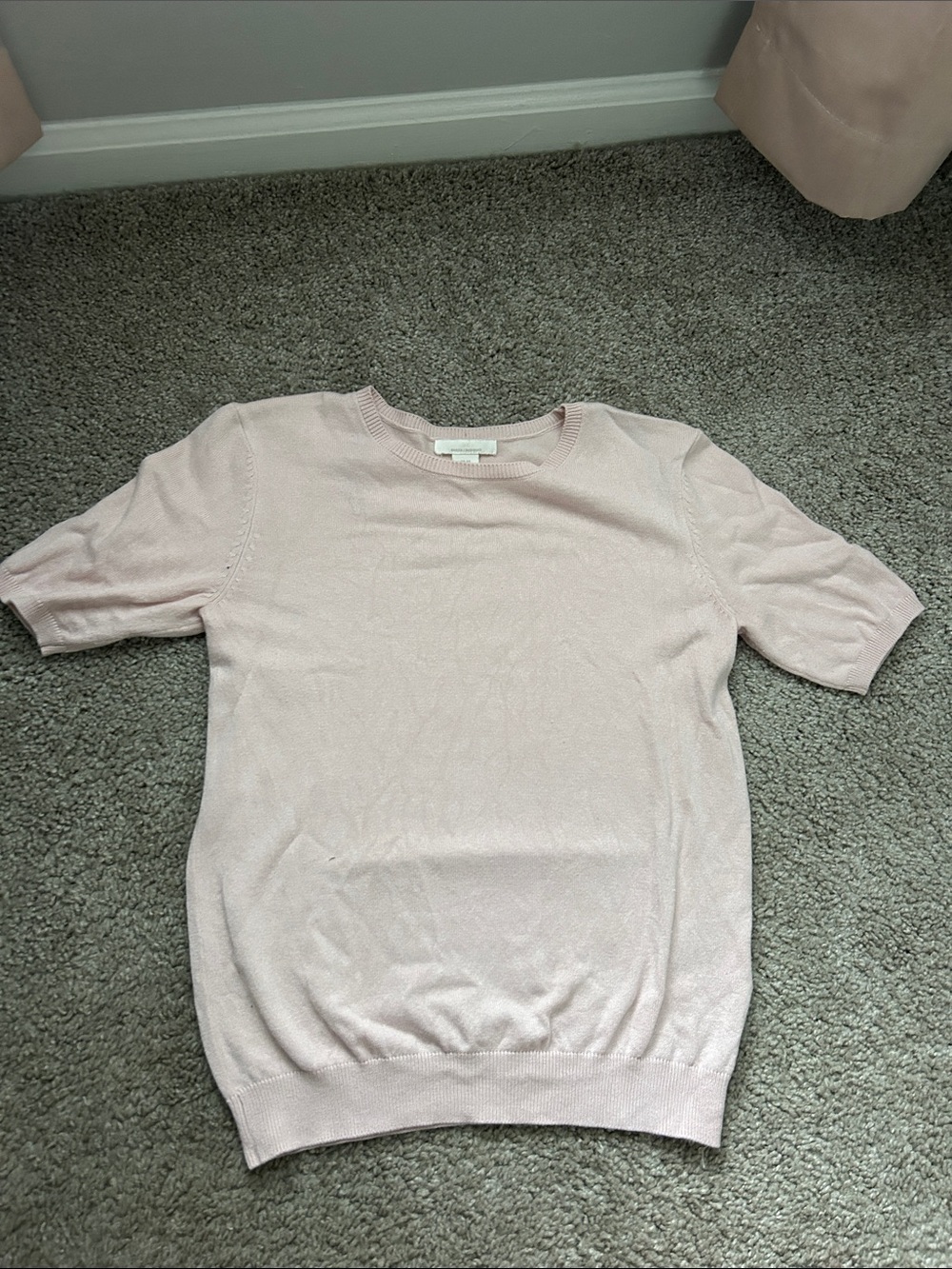 XS Light Pink Short-Sleeve Knit Top